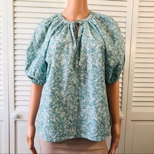 HOUSE OF HARLOW 1960 Puff Sleeve Lightweight Cotton Blouse Size Medium